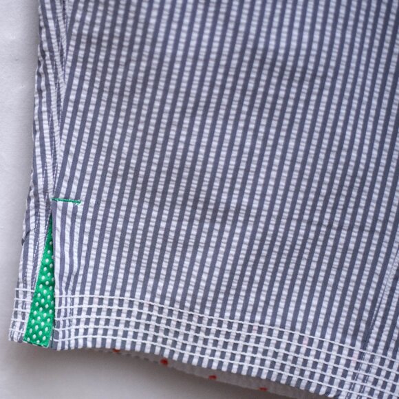 Vtg Y2k Lululemon Seersucker Beach Shorts Womens 36W Golf Bermudas Gray/White - Picture 3 of 14